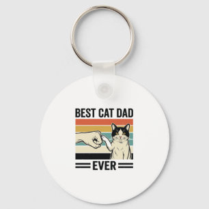 Llavero Mejor Papá Gato Retro Camiseta Puño Gato_1