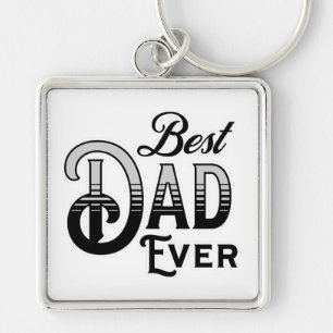 Llavero Mejor Papá Nunca Texto de color blanco y negro