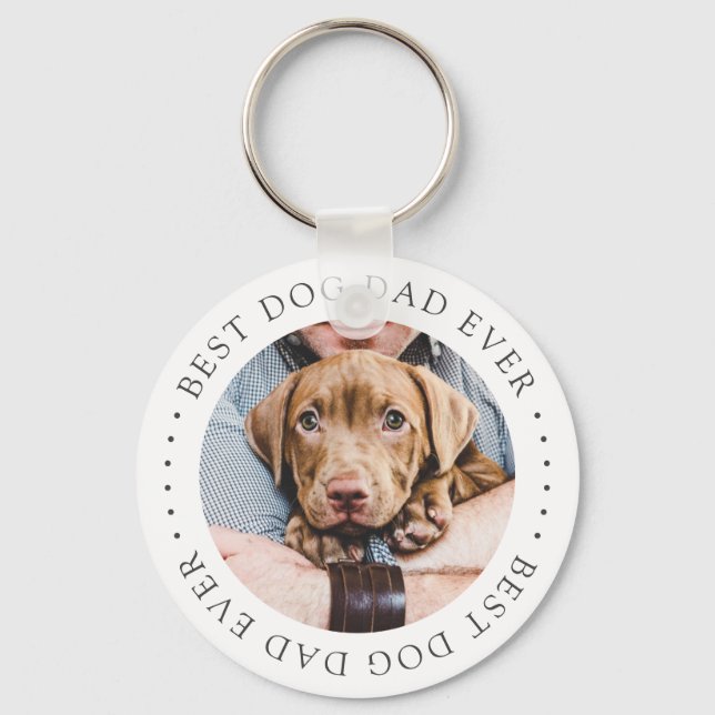 Llavero Mejor Papá Perro Elegante Foto Personalizado Simpl (Anverso)