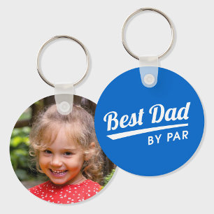 Llavero Mejor Papá Por Par Foto Personalizada Golf Azul