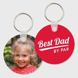 Llavero Mejor Papá Por Par Foto Personalizada Golf Rojo
