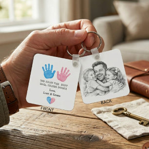 Llavero Mejor Papá Sin Duda Acuarela Huellas Personalizado
