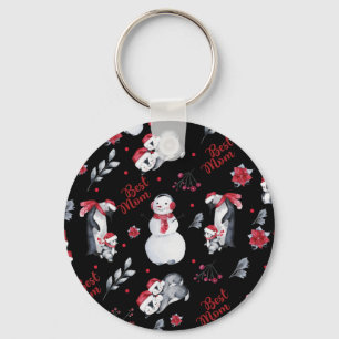 Llavero Mejor patrón de Navidades de mamá de pingüino