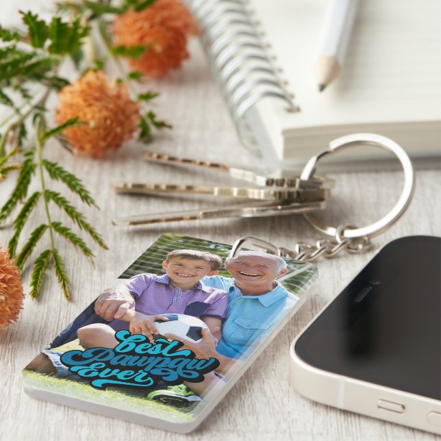 Llavero Mejor Pawpaw jamás | Foto del abuelo (Frente Derecha)