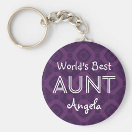 Llavero Mejor regalo morado de Personalizado AUNT del mund