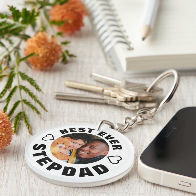 Llavero Mejor Stepdad Personalizada | Keychain fotográfico (Frente Derecha)