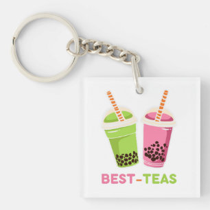Llavero Mejor té kawaii boba burbuja té de perlas rosa ver