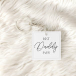 Llavero Mejor teclado de foto blanca de Daddy Ever Script<br><div class="desc">Mejor Papi.</div>