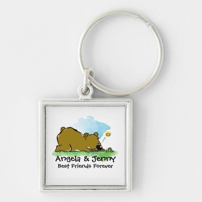 Llavero Mejores amigos para siempre - oso y Caterpilar (Frente)
