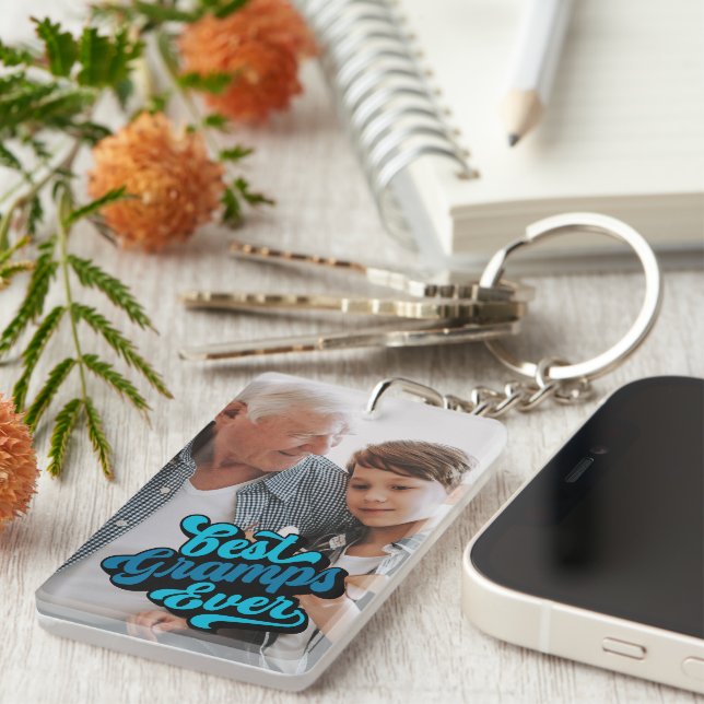 Llavero Mejores Gramps | Foto del abuelo (Frente Derecha)