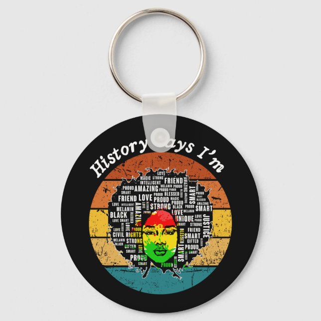 Llavero Melanin Chica mujer negra Mes de historia negra (Anverso)