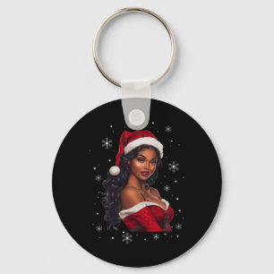 Llavero Melanin Santa Claus Chr, Chica afroamericano de Áf