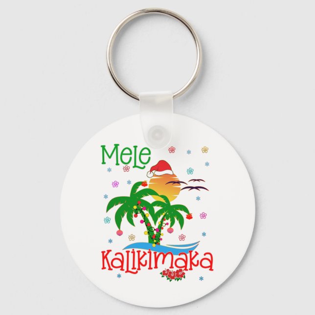 Llavero Mele Kalikimaka Hawai Feliz Navidad Aloha (Anverso)