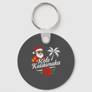 Llavero Mele Kalikimaka Navidad Hawaiana Sombrero de Santa