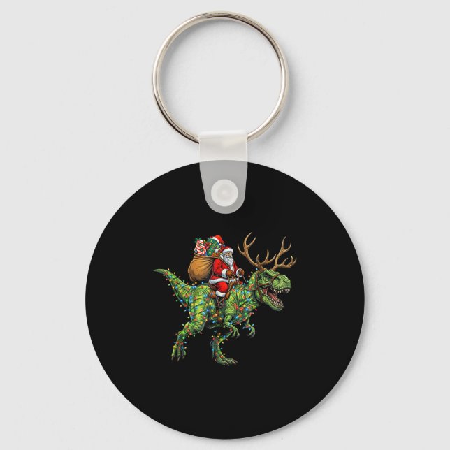 Llavero Meme 67 Christmas Santa Riding Dinosaur T Rex Boys (Anverso)