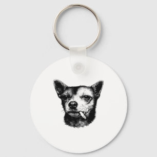 Llavero Meme de Chihuahua fumando cigarrillo