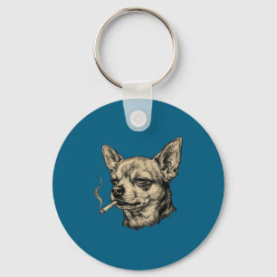 Llavero Meme de Chihuahua fumando cigarrillo