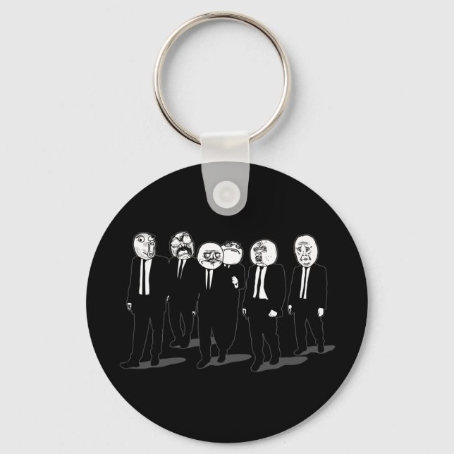 Llavero meme de cómic furioso se enfrenta a la marcha (Anverso)