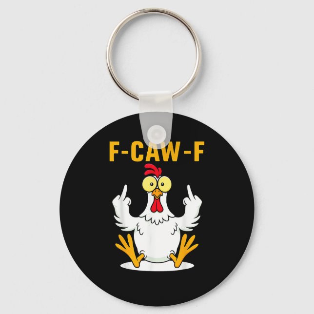 Llavero Meme de gallo de cita F-Caw-F (Anverso)