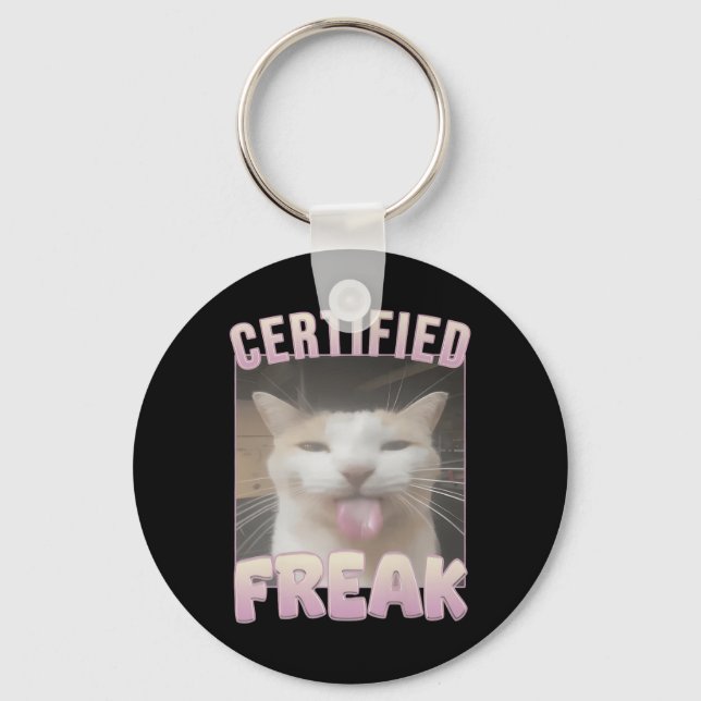 Llavero Meme de gato Freak Funny Certificado (Anverso)