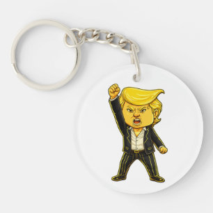 Llavero Meme de Trump Feliz Chibi Cartoon Lucha Lucha