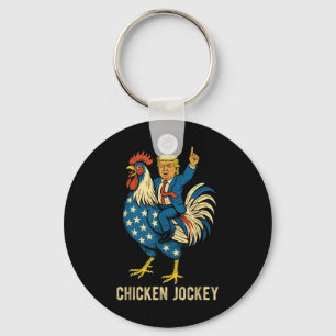 Llavero Meme divertido de Jockey sobre pollo Trump