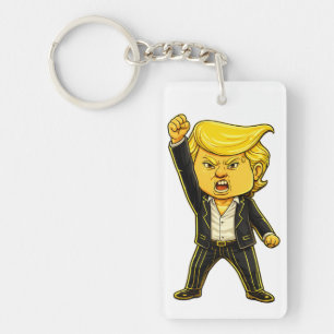 Llavero Meme Feliz Trump Arte de Trump Lucha Lucha Enojado