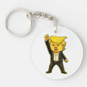 Llavero Meme Feliz Trump Insignia Lucha Lucha Enojado Trum