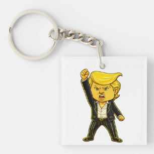 Llavero Meme Feliz Trump Insignia Lucha Lucha Enojado Trum