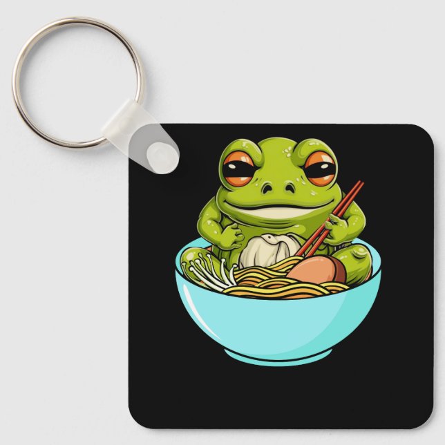 Llavero Meme Kawaii Frog Come En El Kit Japonés Ramen Bowl (Anverso)