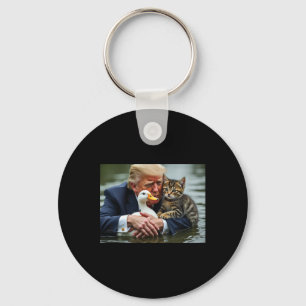 Llavero Memes Divertidos de Gatos y Patos de Trump Navidad