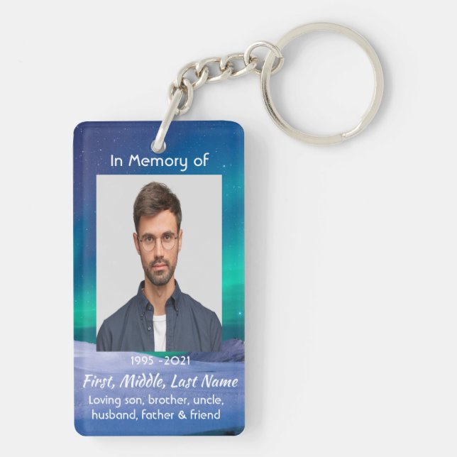 Llavero Memorial cristiano alumbrado norte Aurora Borealis (Atrás)