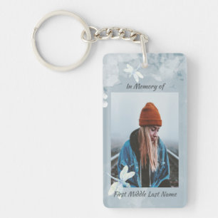 Llavero Memorial cristiano Keepsake Flor blanca