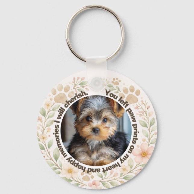 Llavero Memorial de Huellas de Patas de Perro Personalizad (Anverso)