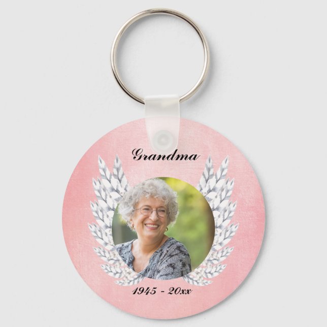 Llavero Memorial de la foto Hermoso Angel WIngs Keepsake (Anverso)