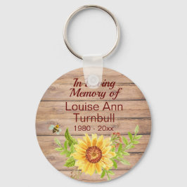 Llavero Memorial del Girasol Rústico En Memoria de