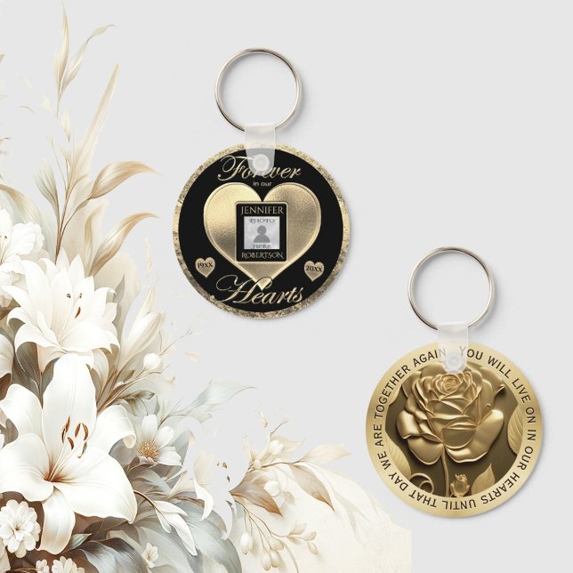 Llavero Memorial fotográfico personalizado en memoria amor (Forever in our hearts.)