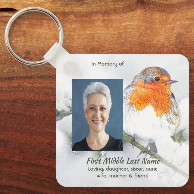 Llavero Memorial Keepsake English Robin Bird (Anverso)