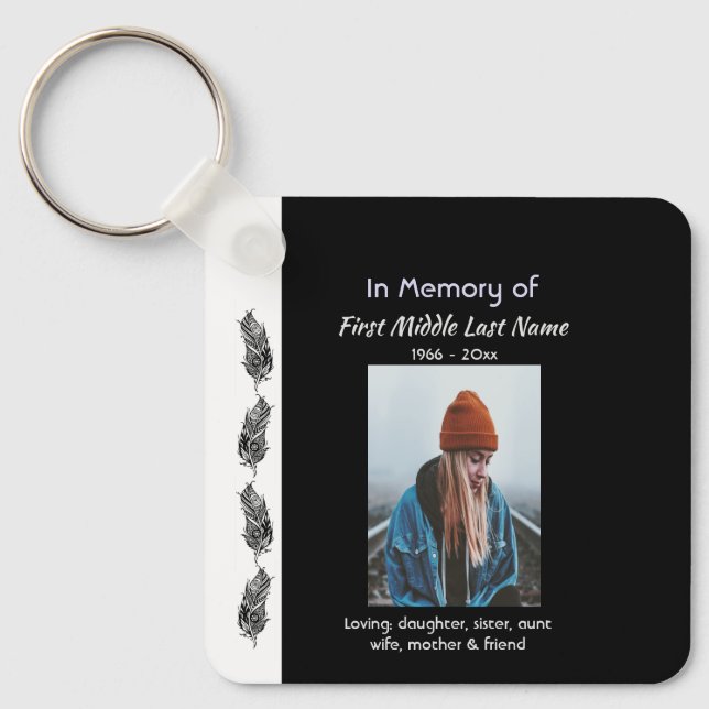 Llavero Memorial Keepsake Feather Tribal Boho  (Anverso)