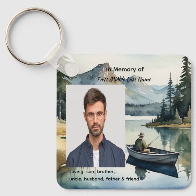 Llavero Memorial Keepsake Fishing Lake in Boat (Anverso)