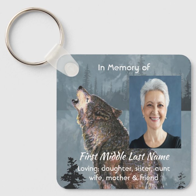 Llavero Memorial Keepsake Howling Wolf Art (Anverso)