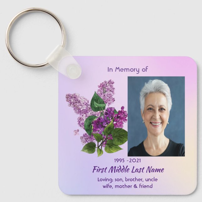 Llavero Memorial Keepsake Lilac Garden Flower  (Anverso)