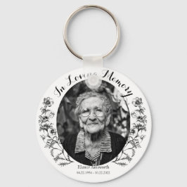 Llavero Memorial Keepsake Personalizado floral foto blanca