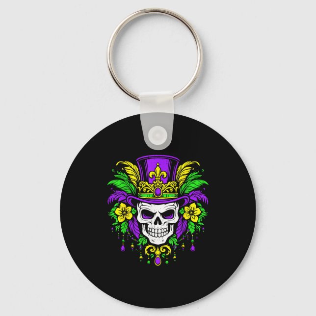 Llavero Men Mardi Gras Skull Carnival Festival Jester Bead (Anverso)
