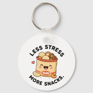 Llavero Menos Estrés Más Snacks Diseño de Pun de Comida Ad