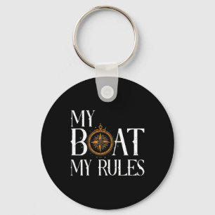Llavero Mens My Boat My Rules Ship's Wheel Captain Nautica