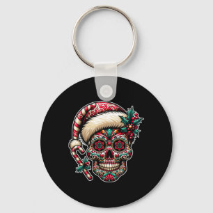 Llavero Mens Navidad Azúcar Calavera Santa Sombrero Día De