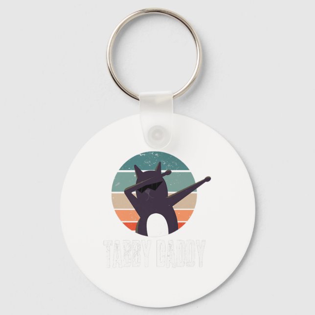 Llavero Mens Tabby Daddy Tee Cat Papá Padres (Anverso)