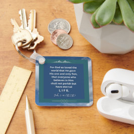 Llavero Mensaje de amor - John 3:16 - Metalizado Square Ke