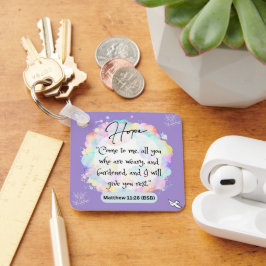 Llavero Mensaje de esperanza Matthew 11-28 - Keychain Meta
